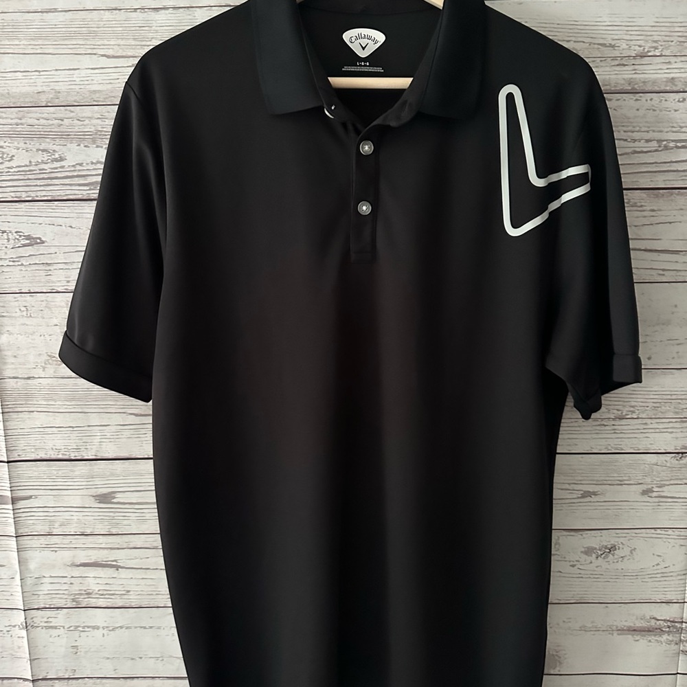 Callaway Golf  Shirt Men's Size Large Short Sleeve Black Polo Lightweight